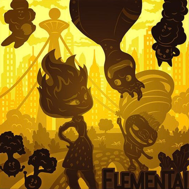 Élémentaire, Elemental, Disney Pixar, film d’animation, Pixar 2023, Ember, Wade, univers fantastique, personnages élémentaires, feu, eau, terre, air, amour impossible, ville Element City, film familial, dessin animé culte, animation Pixar, comédie romantique, univers magique, tableau lumineux, lightbox, shadowbox, cadre lumineux, papier découpé, art lumineux, décoration murale, idée cadeau Disney, déco geek, cadeau enfant