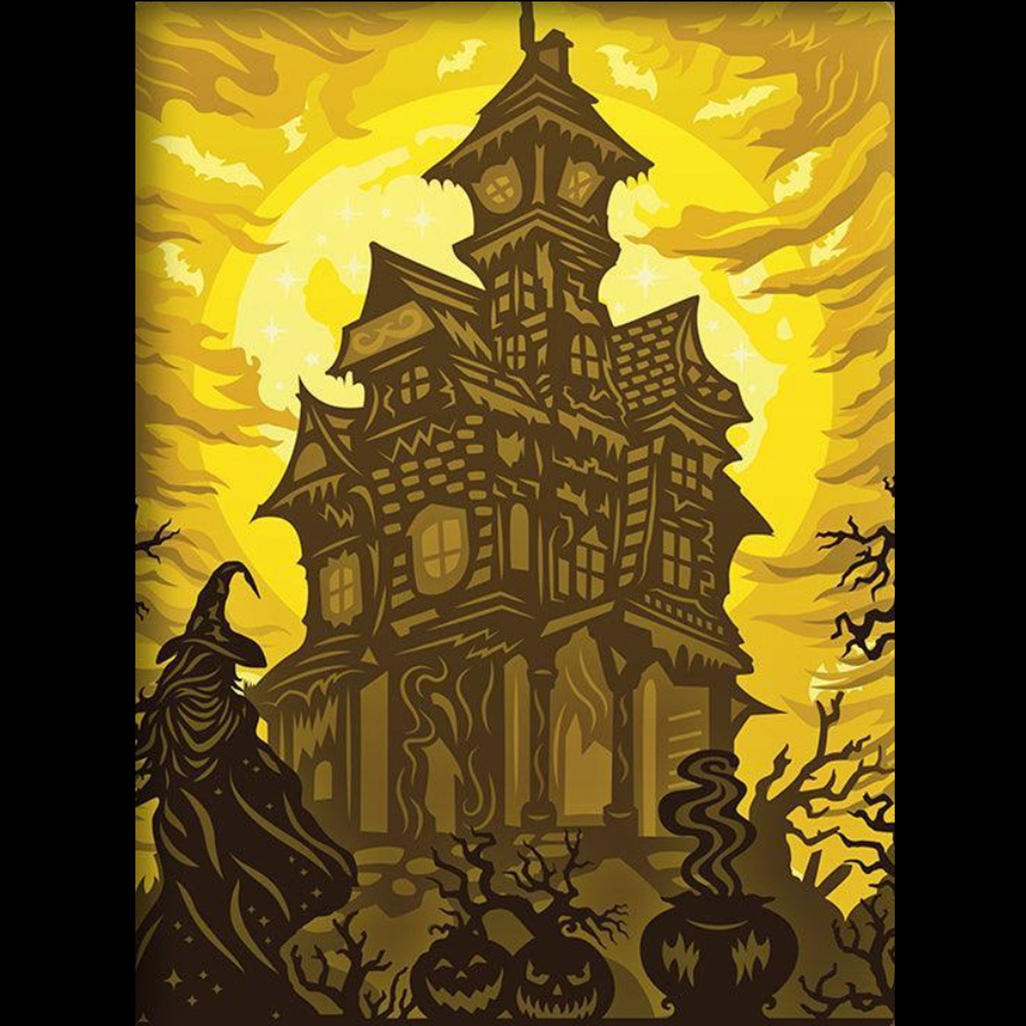 Tableau lumineux Manoir Hanté 2 en papier découpé – 20x25 cm