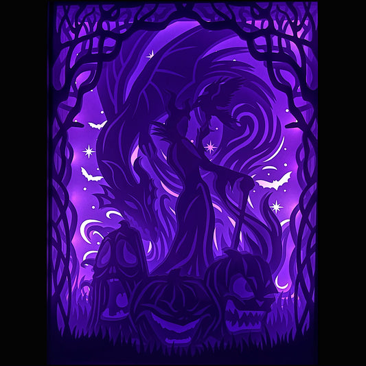 Maléfique, Maleficent, Disney, La Belle au bois dormant, princesse Aurore, méchante Disney, sorcière maléfique, dragon Maléfique, transformation en dragon, univers gothique, magie noire, film d’animation culte, dessin animé Disney, film Maléfique, Angelina Jolie, personnage emblématique, Halloween Disney, conte de fées sombre, tableau lumineux, lightbox, shadowbox, cadre lumineux, papier découpé, art lumineux, décoration murale, idée cadeau Disney, déco geek, cadeau fan Disney