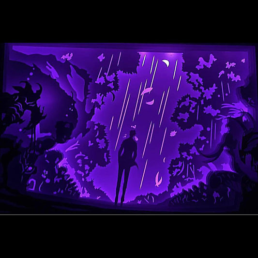 Solo Leveling, Na Honjaman Level Up, Chugong, Sung Jin-Woo, chasseur de rang S, Shadow Monarch, Cha Hae-In, Igris, Beru, anime Solo Leveling, manhwa coréen, webtoon culte, univers fantastique, donjons, monstres, portails, pouvoirs magiques, combat épique, montée en puissance, manga culte, anime 2024, héros sombre, tableau lumineux, lightbox, shadowbox, cadre lumineux, papier découpé, art lumineux, décoration murale, idée cadeau manga, déco geek, cadeau fan Solo Leveling