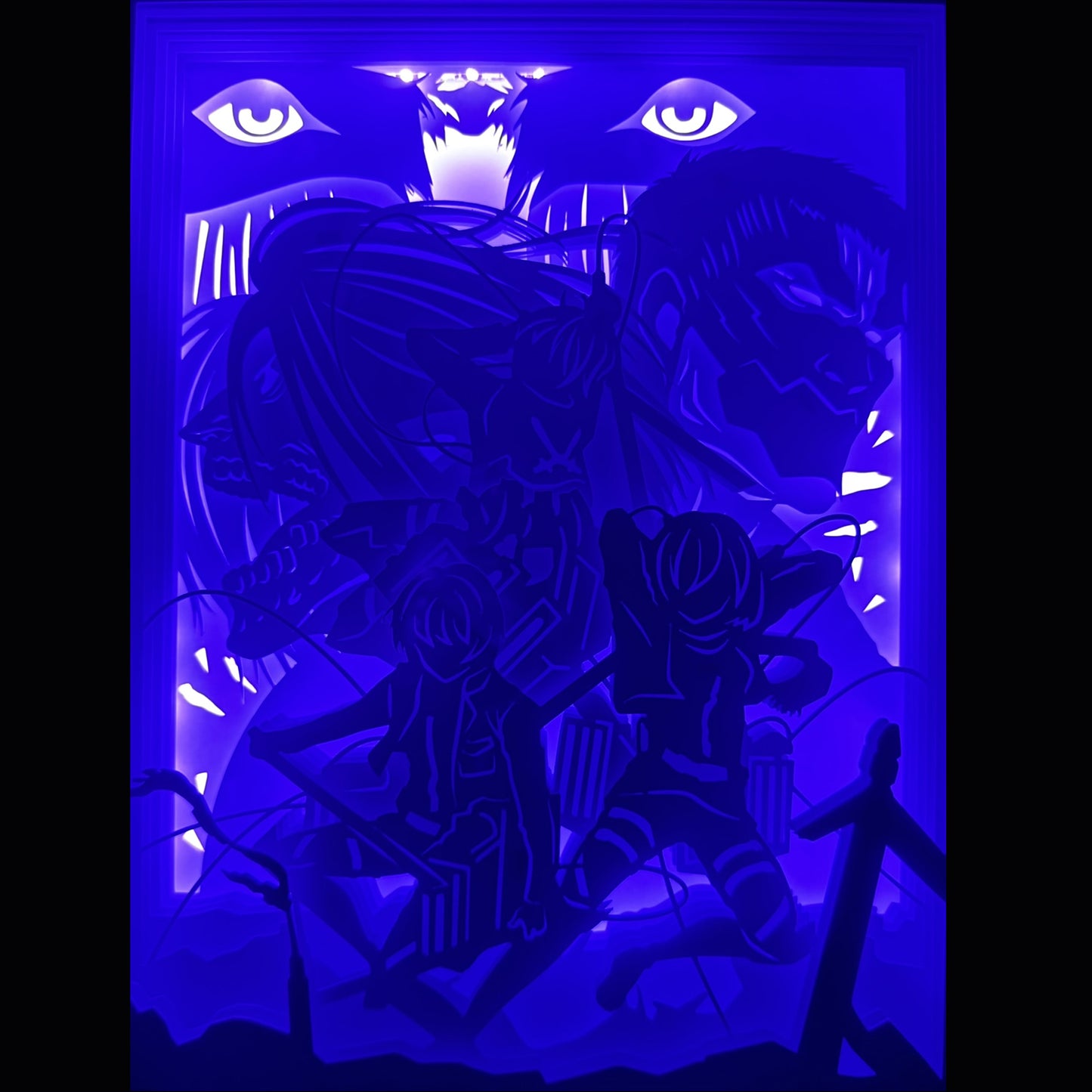 Tableau lumineux L'attaque des Titans en papier découpé – 20x25 cm