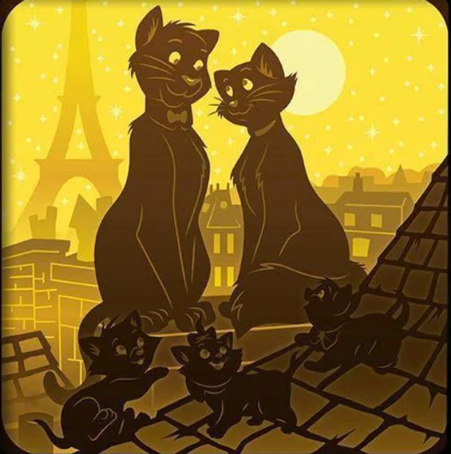 Les Aristochats, The Aristocats, Disney, Duchesse, Berlioz, Toulouse, Marie, O’Malley, Edgar, Roquefort, Paris, chatons Disney, film d’animation culte, dessin animé classique, univers féerique, chanson Tout le monde veut devenir un cat, musique jazz, conte Disney, personnages Disney, animation culte, tableau lumineux, lightbox, shadowbox, cadre lumineux, papier découpé, art lumineux, décoration murale, idée cadeau Disney, déco féerique, cadeau fan Disney