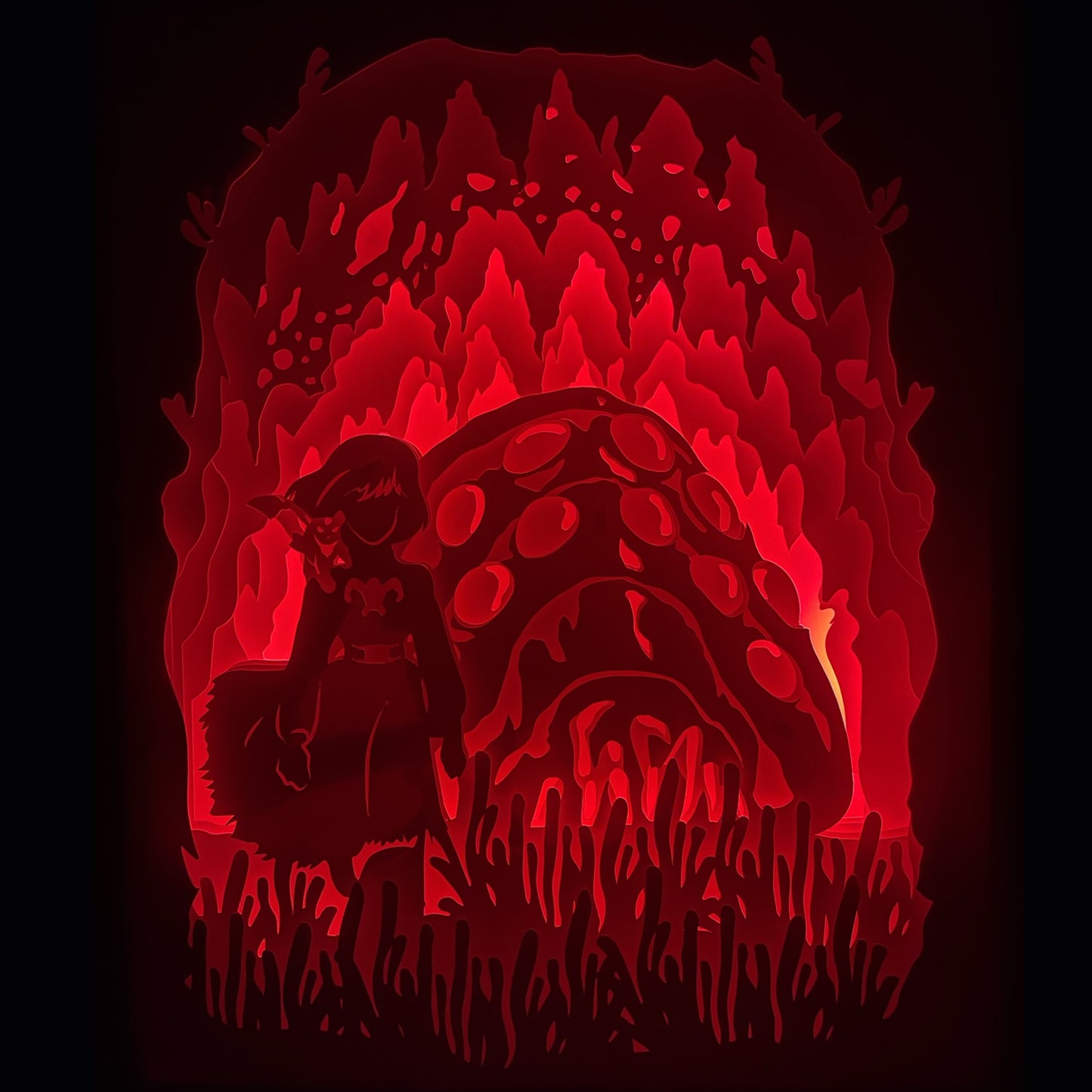 Zelda, The Legend of Zelda, Link, Princesse Zelda, Ganondorf, Triforce, Hyrule, épée de légende, Master Sword, Ocarina of Time, Breath of the Wild, Tears of the Kingdom, tableau lumineux Zelda, lightbox Zelda, shadowbox Zelda, cadre lumineux jeu vidéo, décoration geek, art lumineux fantasy, idée cadeau gamer, décoration murale Zelda, univers Nintendo, héros légendaire, aventure épique