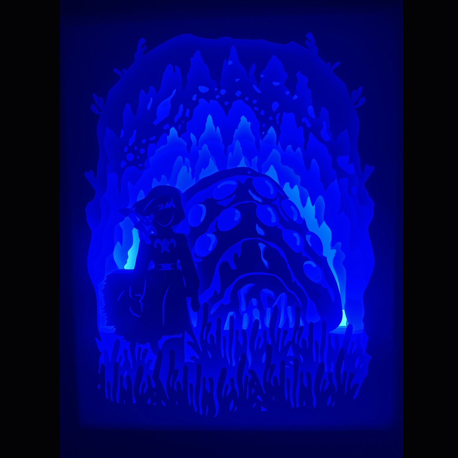 Zelda, The Legend of Zelda, Link, Princesse Zelda, Ganondorf, Triforce, Hyrule, épée de légende, Master Sword, Ocarina of Time, Breath of the Wild, Tears of the Kingdom, tableau lumineux Zelda, lightbox Zelda, shadowbox Zelda, cadre lumineux jeu vidéo, décoration geek, art lumineux fantasy, idée cadeau gamer, décoration murale Zelda, univers Nintendo, héros légendaire, aventure épique