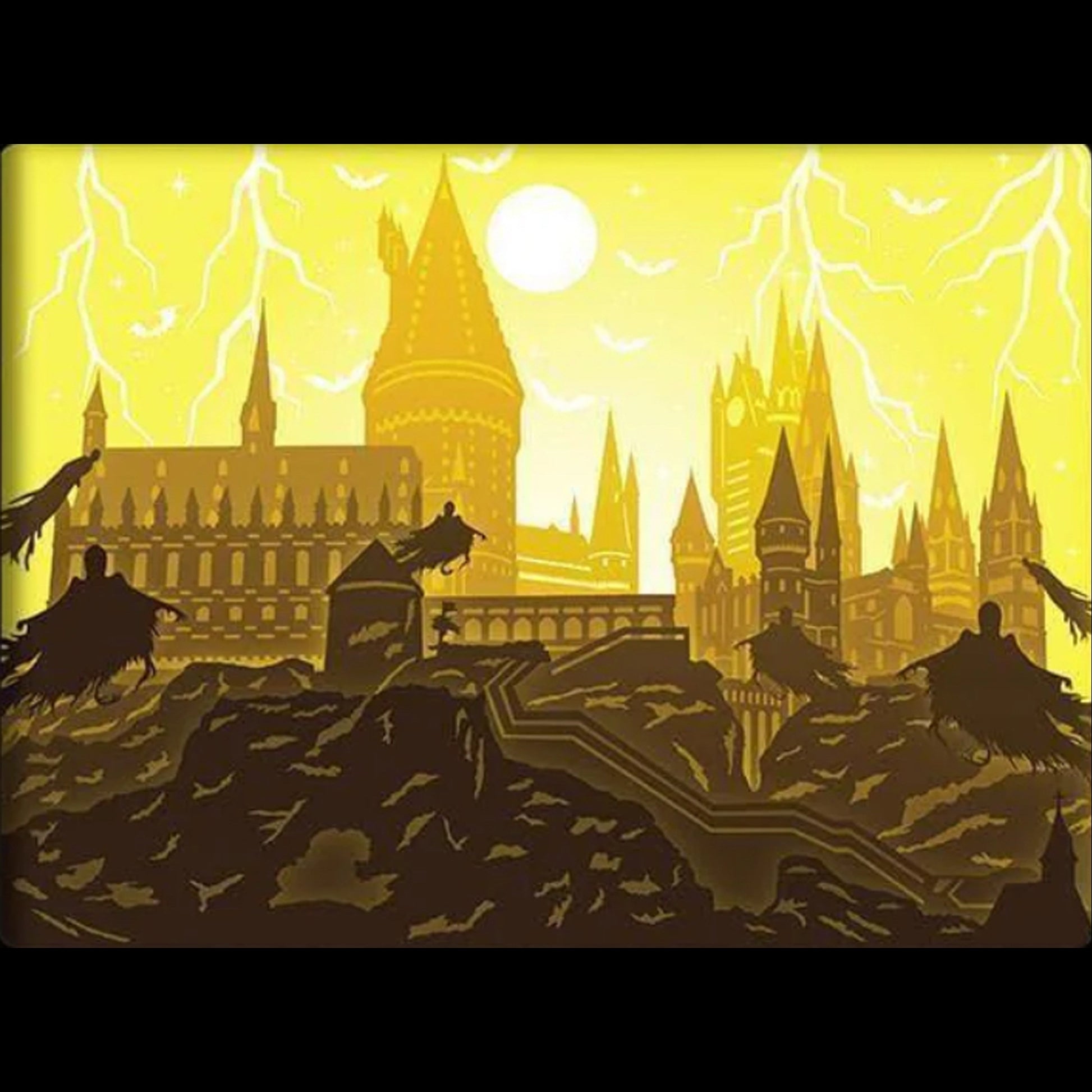 Harry Potter, J.K. Rowling, Poudlard, Hogwarts, château de Poudlard, détraqueurs, Dementors, Patronus, Expecto Patronum, magie noire, univers fantastique, saga Harry Potter, film culte, Prisonnier d’Azkaban, école des sorciers, monde magique, élèves de Poudlard, sortilèges, combat contre les ténèbres, tableau lumineux, lightbox, shadowbox, cadre lumineux, papier découpé, art lumineux, décoration murale, idée cadeau geek, déco magique, cadeau fan Harry Potter