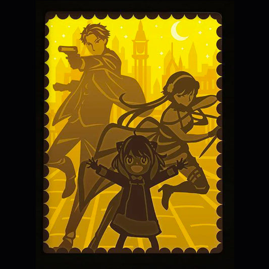 Spy x Family, Loid Forger, Yor Forger, Anya Forger, Twilight, Thorn Princess, famille Forger, manga espion, anime action comédie, espionnage, assassin, télépathie, mission secrète, tableau lumineux Spy x Family, lightbox Spy x Family, shadowbox manga, cadre lumineux anime, décoration geek, art lumineux manga, idée cadeau otaku, décoration murale japonaise, univers Spy x Family